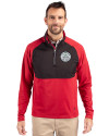 Ellsworth Cutter & Buck Adapt Recycled Soft Knit Stretch Mens Hybrid Quarter Zip Pullover  Cardinal Red/Black Front Thumbnail Image
