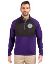 Ellsworth Cutter & Buck Adapt Recycled Soft Knit Stretch Mens Hybrid Quarter Zip Pullover  College Purple/Black Front Thumbnail Image