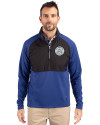 Ellsworth Cutter & Buck Adapt Recycled Soft Knit Stretch Mens Hybrid Quarter Zip Pullover  Tour Blue/Black Front Thumbnail Image