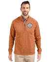 Ellsworth Cutter & Buck Adapt Recycled Soft Knit Stretch Mens Heathered Quarter Zip Pullover  Texas Orange Heather Front Thumbnail Image