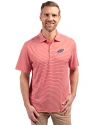 View image 7: Philadelphia Eagles Americana - Cutter & Buck Forge Recycled Double Stripe Four-Way Stretch Mens Polo Red/White Front