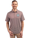 Ellsworth Cutter & Buck Forge Recycled Double Stripe Four-Way Stretch Mens Polo Bordeaux/White Front Thumbnail Image