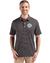 Ellsworth Cutter & Buck Forge Recycled Fine Line Stripe Four-Way Stretch Mens Polo Black/White Front Thumbnail Image