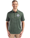 Ellsworth Cutter & Buck Forge Recycled Fine Line Stripe Four-Way Stretch Mens Polo Hunter/White Front Thumbnail Image