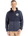 Ellsworth Cutter & Buck Peshastin Recycled GridFleece Mens Hybrid Full Zip Jacket Navy Blue Heather Front Thumbnail Image