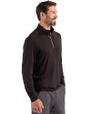 Ellsworth Cutter & Buck Coastline Recycled Double Peached Mens Quarter Zip Pullover Black Side Thumbnail Image