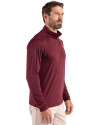 Ellsworth Cutter & Buck Coastline Recycled Double Peached Mens Quarter Zip Pullover Bordeaux Side Thumbnail Image