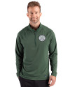 Ellsworth Cutter & Buck Prospect Recycled Featherlight Stretch Mens Quarter Zip Hunter Green Front Thumbnail Image