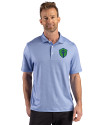 Seattle Sounders FC Cutter & Buck Pike Recycled Lattice Print Mens Polo Tour Blue Front Thumbnail Image