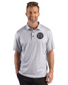 Philadelphia Union Cutter & Buck Pike Recycled Lattice Print Mens Polo Elemental Grey Front Thumbnail Image