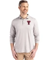 Texas Tech Red Raiders Cutter & Buck Coastline Recycled Double Peached Mens Long Sleeve Polo CONCRETE Front Thumbnail Image
