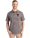 Texas Tech Red Raiders Cutter & Buck Virtue Recycled Stripe Featherlight Pique Mens Polo Black Front Thumbnail Image