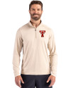 Texas Tech Red Raiders College Vault Cutter & Buck Coastline Recycled Double Peached Mens Quarter Zip Pullover Wheat Front Thumbnail Image