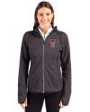 Texas Tech Red Raiders Cutter & Buck Mainsail Sweater-Knit Womens Full Zip Hooded Jacket Charcoal Heather Front Thumbnail Image