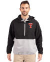 Texas Tech Red Raiders College Vault Cutter & Buck Charter Recycled Packable Mens Half Zip Anorak Jacket Black/Polished Front Thumbnail Image