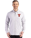 Texas Tech Red Raiders College Vault Cutter & Buck Skyline Recycled Gingham Mens Big & Tall Long Sleeve Button Down  Dress Shirt Concrete/White Front Thumbnail Image