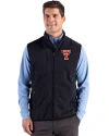 Texas Tech Red Raiders College Vault Cutter & Buck Hunts Point Recycled Fleece Mens Hybrid Full Zip Vest Black Front Thumbnail Image