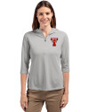Texas Tech Red Raiders College Vault Cutter & Buck Virtue Recycled Featherlight Pique Womens Half Zip Hooded Pullover Polished Medium Gray Front Thumbnail Image