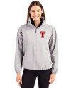 Texas Tech Red Raiders College Vault Cutter & Buck Charter Recycled Packable Womens Half Zip Anorak Jacket Polished Medium Gray Front Thumbnail Image
