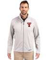 Texas Tech Red Raiders College Vault Cutter & Buck Evoke Recycled HoneycombFleece Mens Full Zip Jacket CONCRETE Front Thumbnail Image