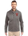 Texas Tech Red Raiders College Vault Cutter & Buck Evoke Recycled HoneycombFleece Mens Full Zip Jacket Elemental Grey Front Thumbnail Image