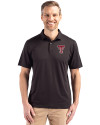 Texas Tech Red Raiders Cutter & Buck Coastline Recycled Double Peached Mens Polo Black Front Thumbnail Image
