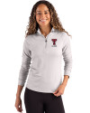 Texas Tech Red Raiders Alumni Cutter & Buck Coastline Recycled Double Peached Womens Quarter Zip Pullover CONCRETE Front Thumbnail Image