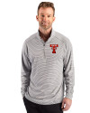 Texas Tech Red Raiders College Vault Cutter & Buck Forge Recycled Double Stripe Four-Way Stretch Mens Quarter Zip Pullover Polished/White Front Thumbnail Image
