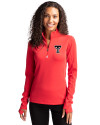 Texas Tech Red Raiders Cutter & Buck Traverse Recycled Smooth Stretch Womens Quarter Zip Pullover Red Front Thumbnail Image