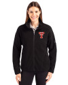 Texas Tech Red Raiders College Vault Cutter & Buck Cascade Epic Comfort Recycled Sherpa Fleece Womens Full Zip Jacket Black Front Thumbnail Image