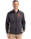 Texas Tech Red Raiders College Vault Cutter & Buck Peshastin Recycled GridFleece Mens Full Zip Jacket Black Heather Front Thumbnail Image