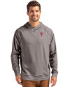 Texas Tech Red Raiders Alumni Cutter & Buck Adapt Recycled Soft Knit Stretch Mens Heathered Hooded Pullover Black Heather Front Thumbnail Image