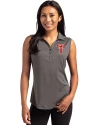Texas Tech Red Raiders College Vault Cutter & Buck Forge Recycled Four-Way Stretch Womens Sleeveless Polo Dark Black Heather Front Thumbnail Image