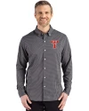 Texas Tech Red Raiders College Vault Cutter & Buck Skyline Recycled Gingham Mens Long Sleeve Button Down  Dress Shirt Black/Elemental Grey Front Thumbnail Image