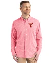 Texas Tech Red Raiders College Vault Cutter & Buck Skyline Recycled Gingham Mens Long Sleeve Button Down  Dress Shirt Red/White Front Thumbnail Image