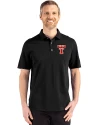 Texas Tech Red Raiders College Vault Cutter & Buck Advantage Refresh Recycled Cotton-Blend Pique Mens Big & Tall Polo Black Front Thumbnail Image