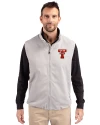 Texas Tech Red Raiders College Vault Cutter & Buck Charter Recycled Packable Mens Full Zip Vest Polished Medium Gray Front Thumbnail Image