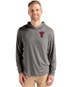 Texas Tech Red Raiders Cutter & Buck Coastline Recycled Double Peached Mens Hooded Pullover Elemental Grey Front Thumbnail Image