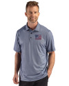 New York Giants Americana Cutter & Buck Pike Recycled Lattice Print Mens Polo Navy Blue Front Thumbnail Image