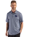 Cincinnati Bengals Americana Cutter & Buck Pike Recycled Lattice Print Mens Polo Navy Blue Front Thumbnail Image