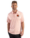 Cleveland Browns Helmet Cutter & Buck Pike Recycled Fern Print Mens Polo College Orange Front Thumbnail Image
