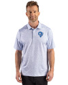 Los Angeles Rams Historic Cutter & Buck Pike Recycled Fern Print Mens Polo Chelan Blue Front Thumbnail Image