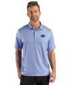 Florida Gators Cutter & Buck Pike Recycled Lattice Print Mens Polo Tour Blue Front Thumbnail Image