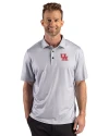 Houston Cougars Cutter & Buck Pike Recycled Lattice Print Mens Polo Elemental Grey Front Thumbnail Image
