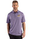 LSU Tigers Cutter & Buck Pike Recycled Lattice Print Mens Polo College Purple Front Thumbnail Image