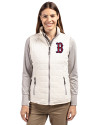 Boston Red Sox Cutter & Buck Rainier PrimaLoft® Womens Eco Insulated Full Zip Puffer Vest Coconut Front Thumbnail Image