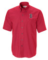 Boston Red Sox Cutter & Buck Epic Easy Care Nailshead Mens Big and Tall Short Sleeve Dress Shirt Cardinal Red Mannequin Thumbnail Image