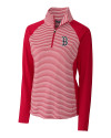 Boston Red Sox Cutter & Buck Forge Tonal Stripe Stretch Half Zip Womens Top Cardinal Red Mannequin Thumbnail Image