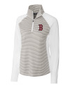 Boston Red Sox Cutter & Buck Forge Tonal Stripe Stretch Half Zip Womens Top White/Polished Mannequin Thumbnail Image