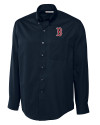 Boston Red Sox Cutter & Buck Epic Easy Care Fine Twill Mens Long Sleeve Dress Shirt Navy Blue Mannequin Thumbnail Image